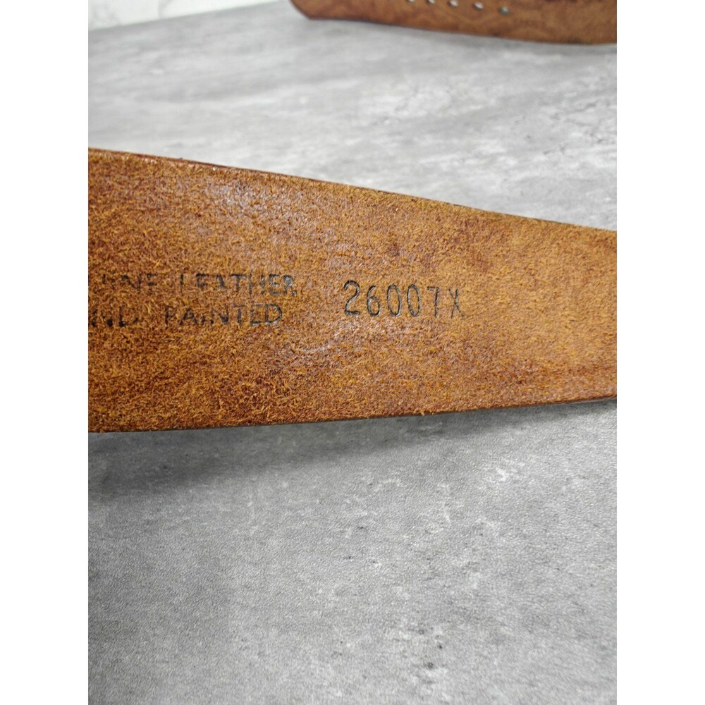 Vintage Tooled Leather Western Belt 34" W/ Statue Of Liberty Centennial Buckle - Picture 7 of 9